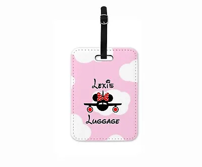 Personalised Luggage Tag Leaving Travel Gift Minnie Mouse Holiday Name Tag • £6.99