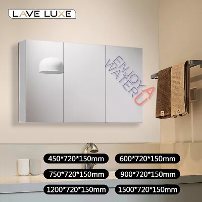 45-150cm Bathroom Wall Mount Shaving Storage Mirror Cabinet Glass Shelf Cupboard • $599