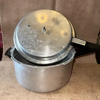 VTG MIRRO MATIC 6 Qt ALUMINUM PRESSURE COOKER M-0296 LOCKING STOVETOP CANNER POT • $14