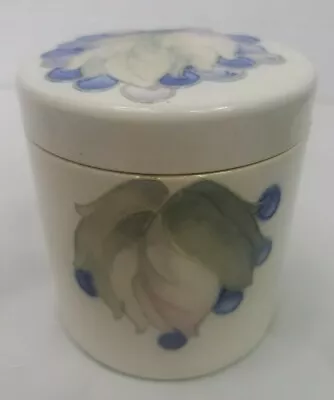 Moorcroft Green Leaf & Berries Salt Glaze Lidded 3.75” Jar C1928-1949 Vintage • $199