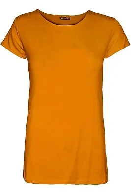 Ladies Cap Short Sleeve Round Scoop Neck Plain T-shirt Fitted Tee Top Uk 8-26 • £3.99