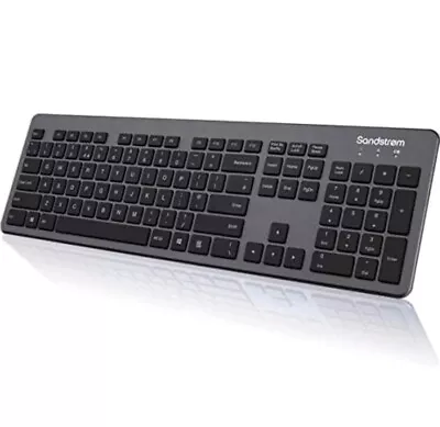 Ultra Slim Wireless Keyboard For Pc SFSWKBG23 Black And Grey USB Keyboard UK • £17.99
