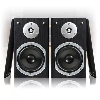 Home HIFI Cinema Bookshelf Speakers (Pair) Surround Sound System - Black 140W • £61.99