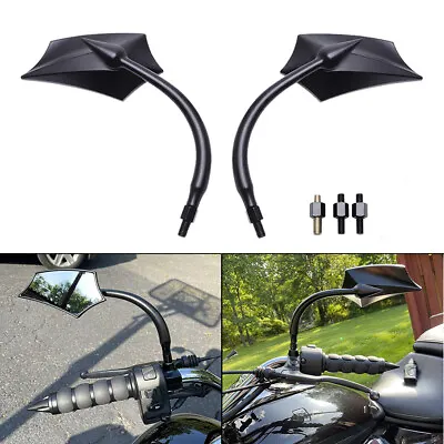 Black Motorcycle Side Mirrors For Yamaha V Star 1300 1100 950 650 XVS650 250 A+ • $32.99