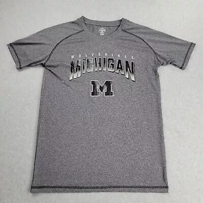 Michigan Wolverines Shirt Adult Medium Gray Black Spell Out M Logo Football Mens • $14.99