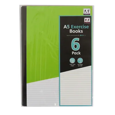 A5 Exercise Writing Notebooks Pack Of 6 Each 40 Pages Colour Coded Covers • £4.20