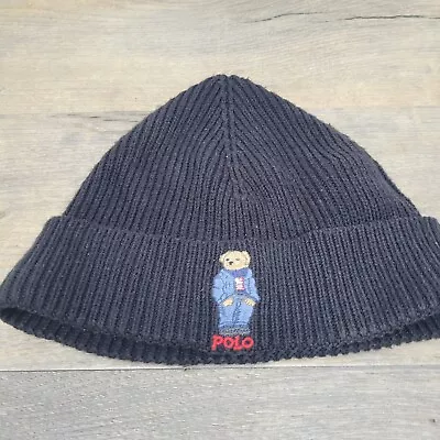 Ralph Lauren Polo Bear Navy Wool Blend Beanie Hat • £9.99