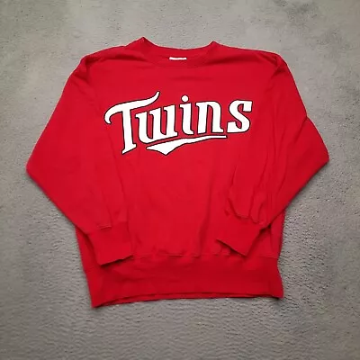 VINTAGE Majestic Minnesota Twins Mens Sweatshirt Pullover Size Large Red USA Y2K • $42.95