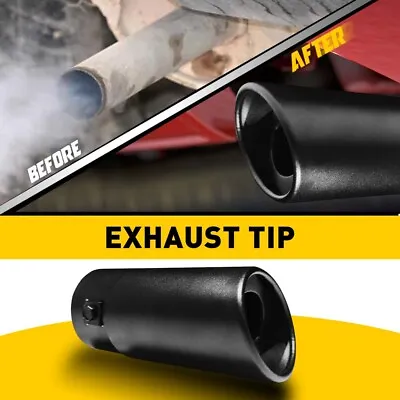 Car Black Rear Exhaust Pipe Tail Muffler Tip Round Stainless Steel Accessories • $15.35