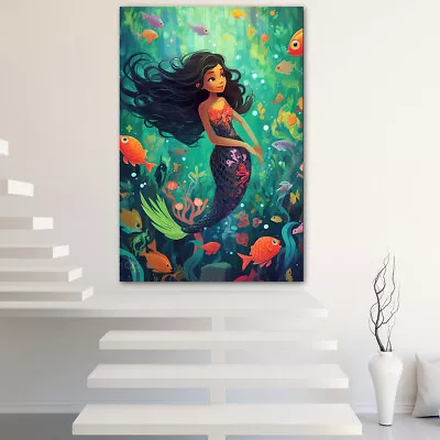 Mermaid Canvas Painting Wall Art Poster Landscape Canvas Print Picture • $18.99