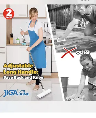 $35 • Buy JIGA~2 Pack Floor Scrub Brush With Long Handle, Stiff Bristle Brush Scrubber~New