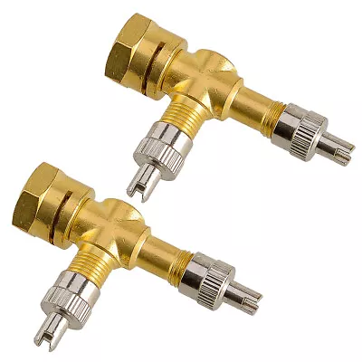 2pcs 3-Way Valve Stem Port TPMS Tee Adapter Tire Pressure Gauge Connector Acc • $16.15