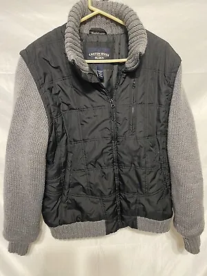 Canyon River Blues Men's Gray Sweater With Black Puffer  Vest Jacket Size Large • $17