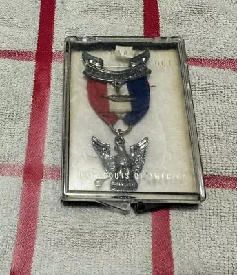 Vintage Sterling Eagle Scout Boy Scouts Badge Medal And Silver Palm In Case • $51