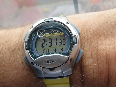 Casio Tide Graph New Yellow Strap Digital Watch Alarm Stop W Chrono Dual Time . • £24.23