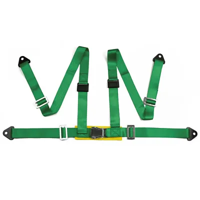Green Seat Belt Racing Harness Competition Style 4 Point Snap-In 2  With Camlock • £34.52