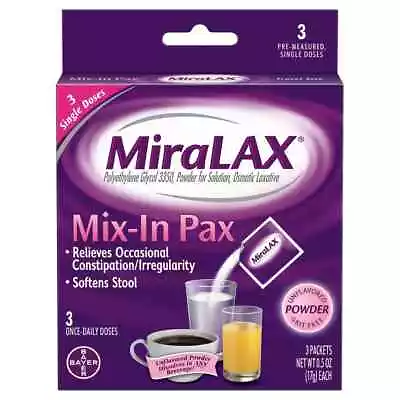 MiraLAX Powder For Solution Osmotic Laxative Mix-In Pax Unflavored Powder 2 Paxk • $14