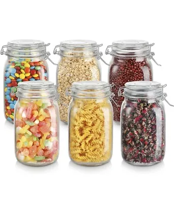 Amisglass Glass Jars 6 Piece 1.6 Liter Mason Jars With Leak Proof Rubber Gasket • £20