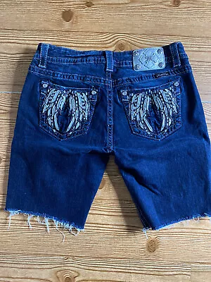 Miss Me Mid Rise Easy Boot Blue Jeans Womens Size 30 * ALTERED * Cut Into Shorts • $19.99