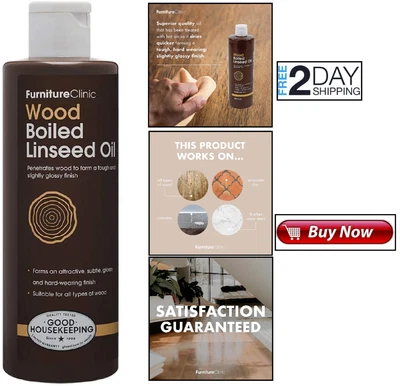 $14.99 • Buy Linseed Oil For Wood Refined Boiled Slightly Gossy Finish Quick Dry All Types 