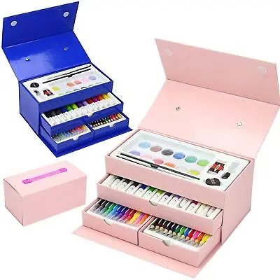 £10.95 • Buy 54pc Childrens/Kids Art Case Colour Paints Pencil Crayons Felt Tip Pens Set