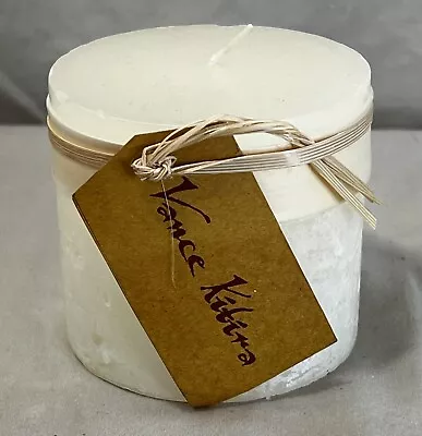 NEW Vance Kitira Melon White Pillar Candle TIMBER CANDLE 3.25” X 3” Unscented • $6.95