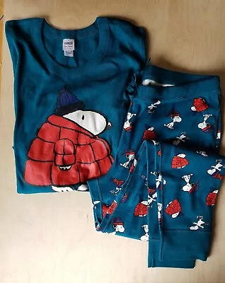 NWOT Hanna Andersson SNOOPY PEANUTS WINTER  Pajama Set  WOMEN'S ADULT XL 16 18 • $67.99