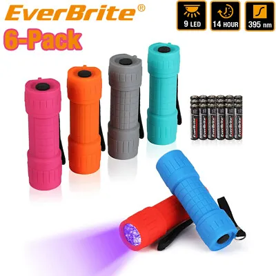 EverBrite 6-Packs Black Light Flashlight UV Mini Flashlight 9-Led 395nm Detector • $16.14