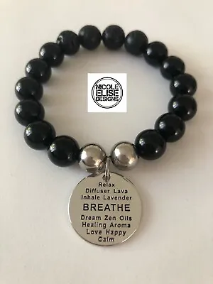 Inspiration Words Aromatherapy Diffuser Bracelet Breathe Oils Lava Lavender Zen • $20