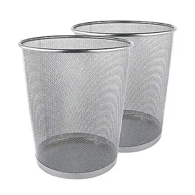 2 X METAL MESH WASTE PAPER BIN FOR OFFICE HOME USE BEDROOM - LIGHTWEIGHT STURDY • £8.99