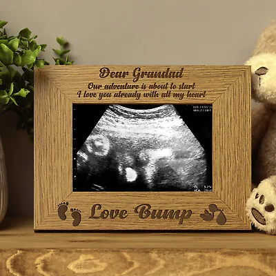 New Baby Pregnancy Scan Wooden Photo Frame Grandad Gift FW529 • £12.99