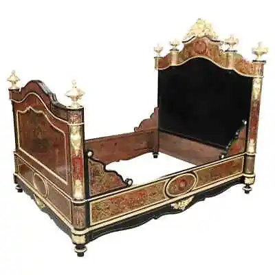 Brass Inlaid French Dor'e Figural Bronze Boulle Ebonized Near Queen Bed • $7596