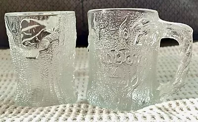 Flintstones Mugs 1993 Tree Mendous Roc Donalds McDonalds Frosted Glass Lot Of 2 • $28