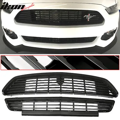 Fits 15-17 Ford Mustang GT CS CA Special Style Front Upper Lower Grille Black • $114.89
