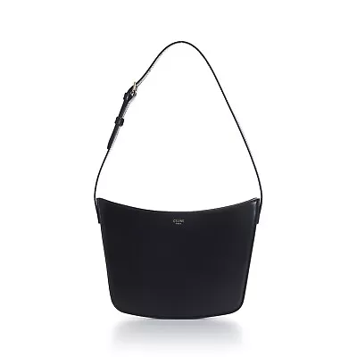 CELINE 1950$ Medium Celine Croque Bag Black - Shiny Calfskin • $1355.75