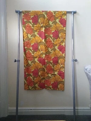 Vintage 60's/70's Multicoloured Floral Cotton Material • £12.50