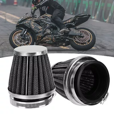 2x 50mm Air Filter Pod Cone Cleaner Universal Motorcycle For Honda Yamaha Suzuki • £10.45