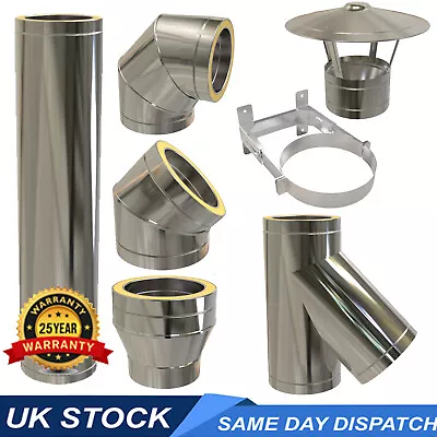 Twin Wall Insulated Flue Pipe HETAS Certified 6inch Wood Burning Multifuel • £185