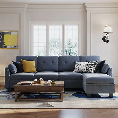 4-Seater Reversible Sectional Living Room L-Shaped Sofa Couch W/ Storage Ottoman • $499.98