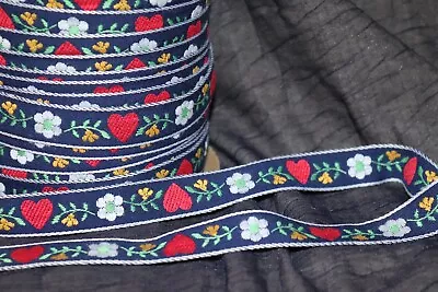 Vtg 5yds X 3/4  Jacquard Woven Floral Ribbon Embroidered TRIM 5Yds X 3/4 Inch • $8.99