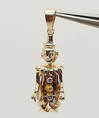 Vintage 9ct Yellow Gold Moving Clown Doll Pendant • £260