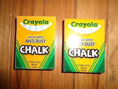 Vintage AnDu-Septic Anti-Dust White Dustless Chalk No 1402 Crayola 2 Boxes Of 12 • $10.99