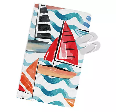 Sail Boats Sea MICROFIBRE BEACH TOWEL Designer Multi-Coloured • £22.99