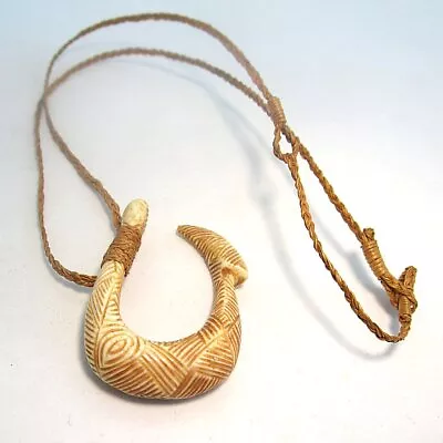 Maori  Fish Hook Pendant W Fiber Cord 13.2 Grams • $76