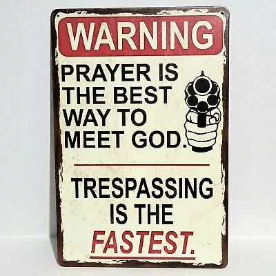 Funny Rustic Vintage No Tresspassing Gun Man Cave Metal Tin Sign Poster • $13.39