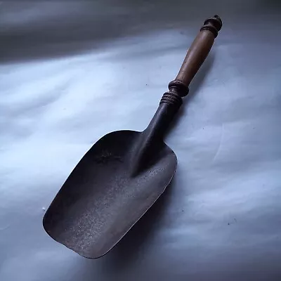 Antique Vintage Metal Coal Shovel With A Turned Wooden Handle • £20