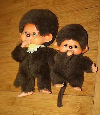 Lot 2 MONCHHICHI Boy Thumb Sucking Plush 5  1974 Mattel & 8  W Bib Sekiguchi • $39.95