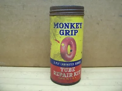 Vintage Monkey Grip Tube Tire Repair Can Vulcanizing Car Bicycle Patch Kit • $15.99