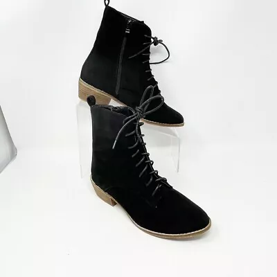 Beast Womens New Black Vegan Leather Lace Up Ankle Bootie Size 6.5 • $22.95