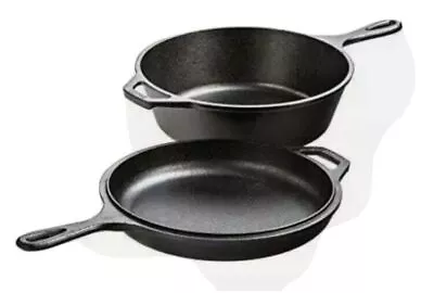 US Lodge Pre-Seasoned Cast Iron Combo Cooker Dutch Oven 2-Piece Set10.25 Black • $43.01